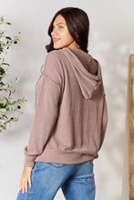 Load image into Gallery viewer, BOMBOM Ribbed Drawstring Exposed Seam Hoodie
