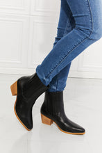 Load image into Gallery viewer, MMShoes Love the Journey Stacked Heel Chelsea Boot in Black
