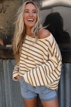 Load image into Gallery viewer, Boat Neck Long Sleeve Striped Sweater
