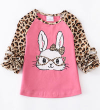 Load image into Gallery viewer, Pink Leopard Rabbit Ruffle Shirt
