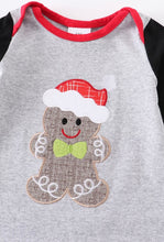 Load image into Gallery viewer, Boys Grey Gingerbread Christmas Applique Romper
