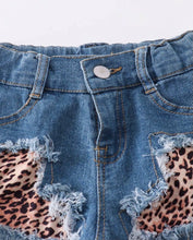 Load image into Gallery viewer, Mint Leopard Rabbit Denim Short Outfit
