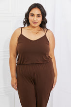 Load image into Gallery viewer, Capella Comfy Casual Full Size Solid Elastic Waistband Jumpsuit in Chocolate
