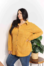 Load image into Gallery viewer, HEYSON Full Size Oversized Corduroy  Button-Down Tunic Shirt with Bust Pocket
