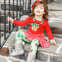 Load image into Gallery viewer, AnnLoren Girls Christmas Reindeer Tunic and Holiday Legging Set-7
