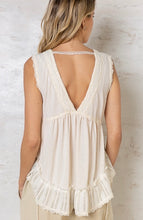 Load image into Gallery viewer, Sleeveless Lace Trim Ruffled Top
