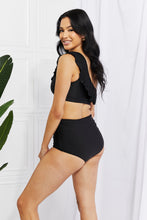 Load image into Gallery viewer, Marina West Swim Seaside Romance Ruffle One-Shoulder Bikini in Black
