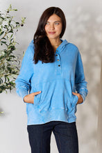 Load image into Gallery viewer, Zenana Half Snap Long Sleeve Hoodie with Pockets
