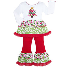 Load image into Gallery viewer, AnnLoren Girls Boutique Polka Dot &amp; Swirl Christmas Tree Clothing Set-0
