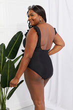 Load image into Gallery viewer, Marina West Swim Full Size Float On Ruffle Faux Wrap One-Piece in Black
