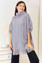 Load image into Gallery viewer, Justin Taylor Turtle Neck Fringe Poncho
