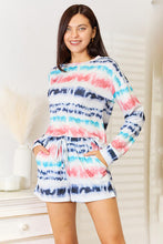 Load image into Gallery viewer, Double Take Tie-Dye Dropped Shoulder Lounge Set
