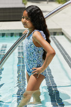 Load image into Gallery viewer, Girl&#39;s Marina West Swim Salty Air Round Neck One-Piece in Blue
